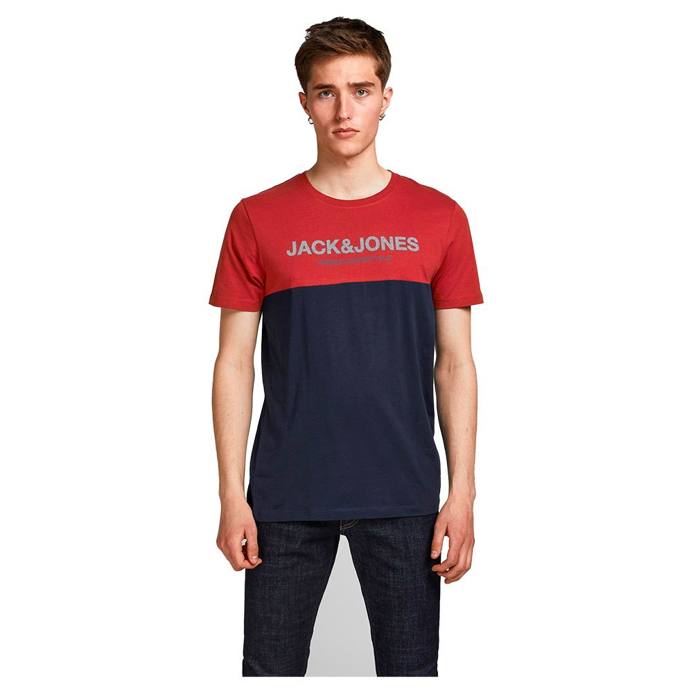 Jack & Jones Urban Blocking Kurzarm O Hals T-shirt XS Red Dahlia / Detail W günstig online kaufen