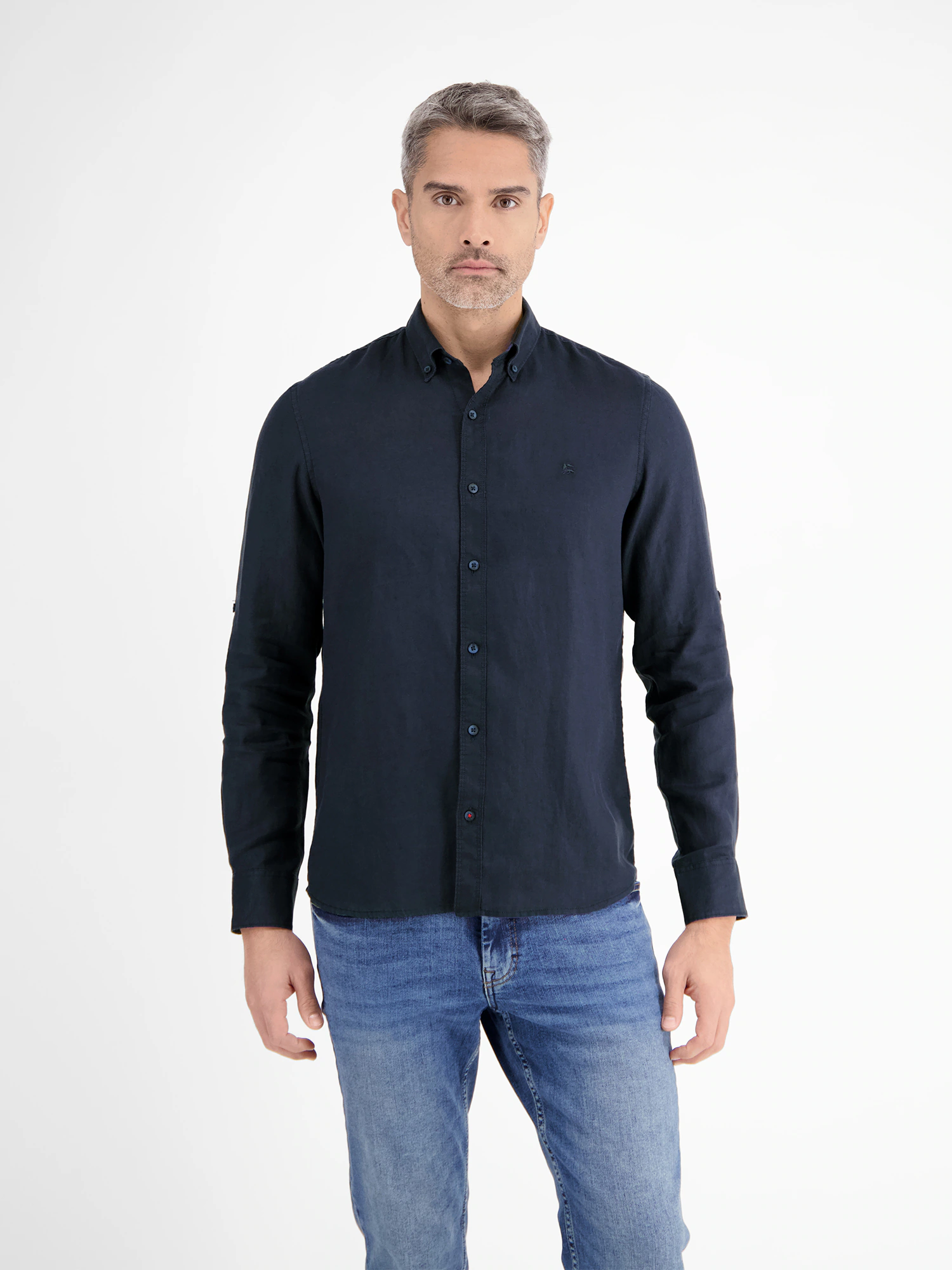 LERROS Langarmhemd "LERROS Herrenhemd in Leinen-Baumwoll-Blend" günstig online kaufen