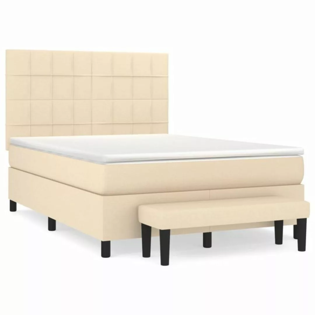 vidaXL Boxspringbett Boxspringbett mit Matratze Creme 140x200 cm Stoff Bett günstig online kaufen