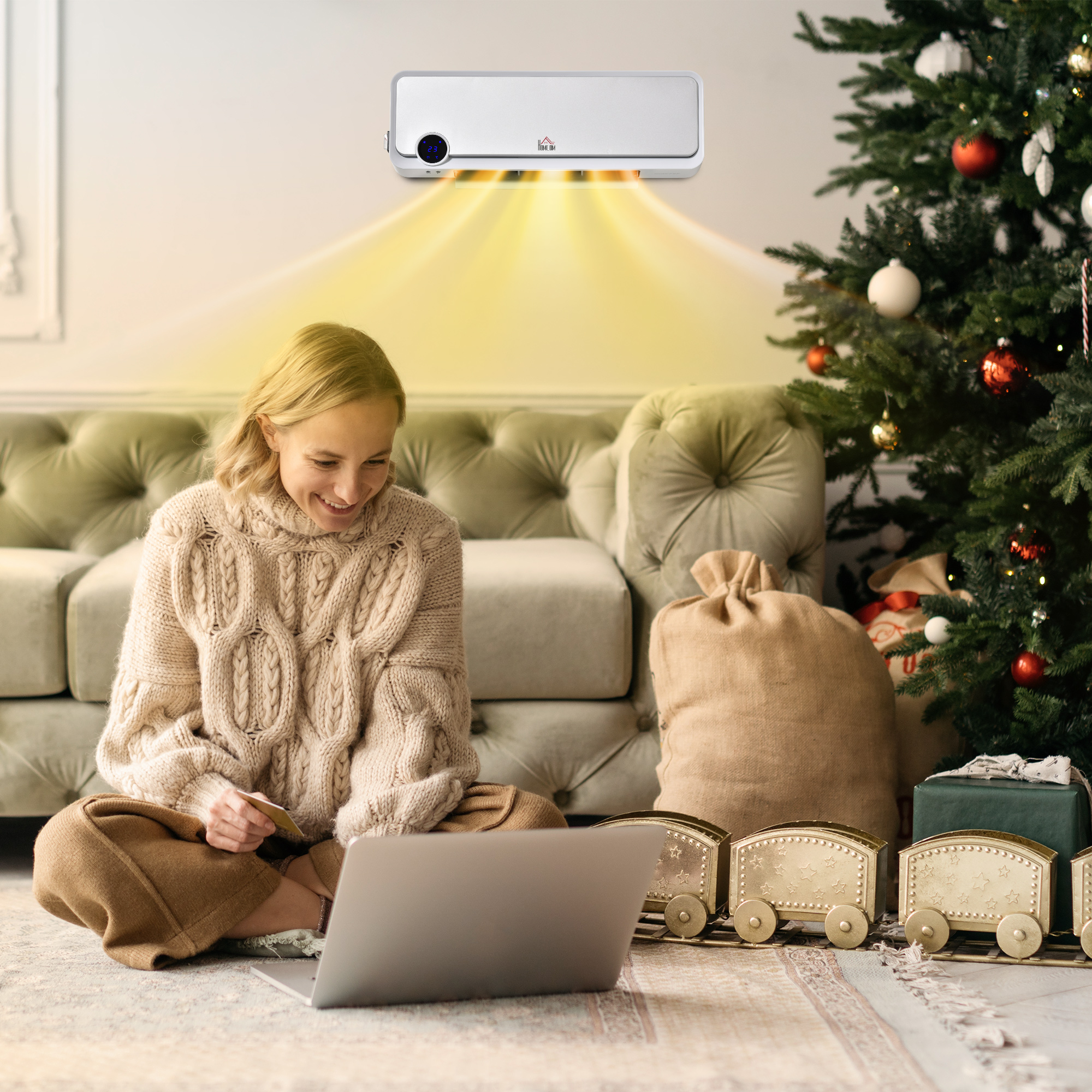 HOMCOM Heizlüfter zur Wandmontage 2000W Keramik-Wandheizung mit Fernbedienu günstig online kaufen