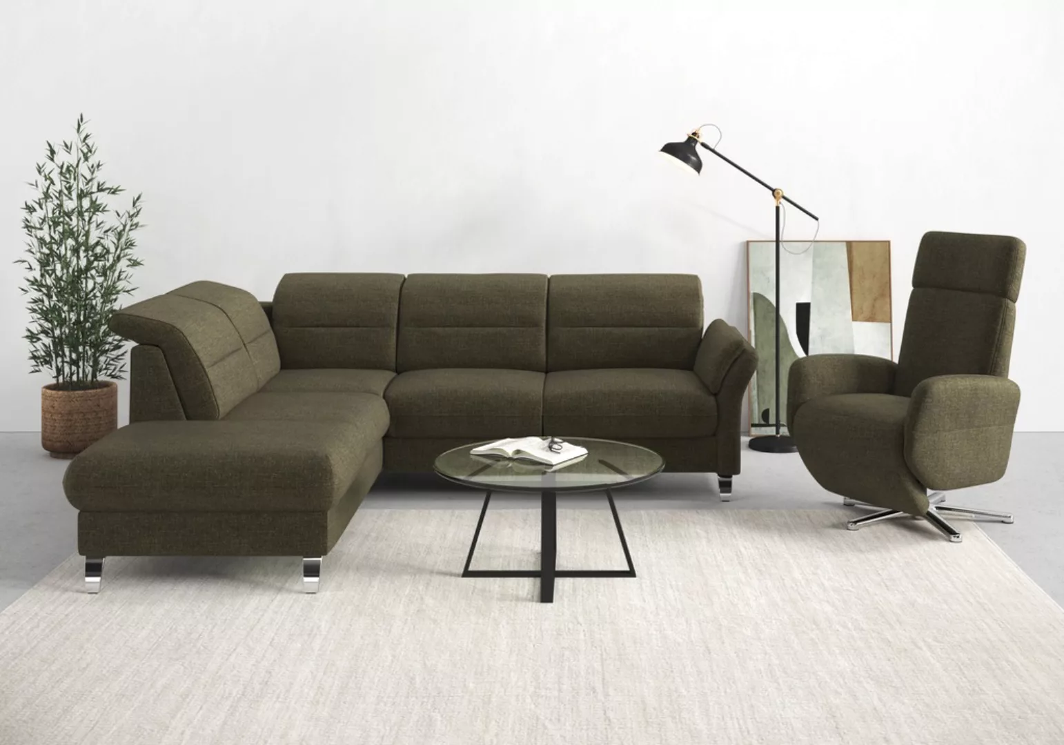 sit&more Ecksofa "Grenoble L-Form mit Federkern", wahlweise mit Bettfunktio günstig online kaufen