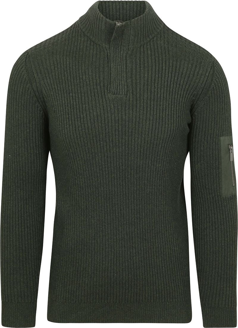 Suitable Mou Half Zip Pullover Dunkelgrün - Größe S günstig online kaufen