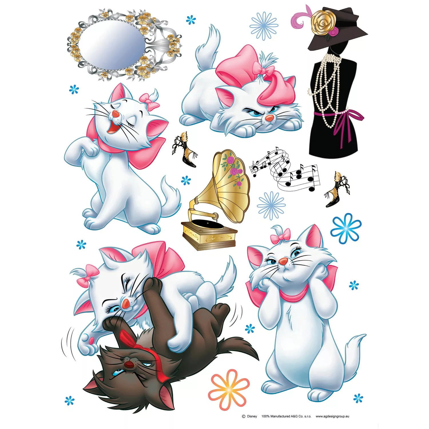 Disney Wandtattoo Aristocats Hellblau Weiß und Rosa 65 x 85 cm 600104 günstig online kaufen