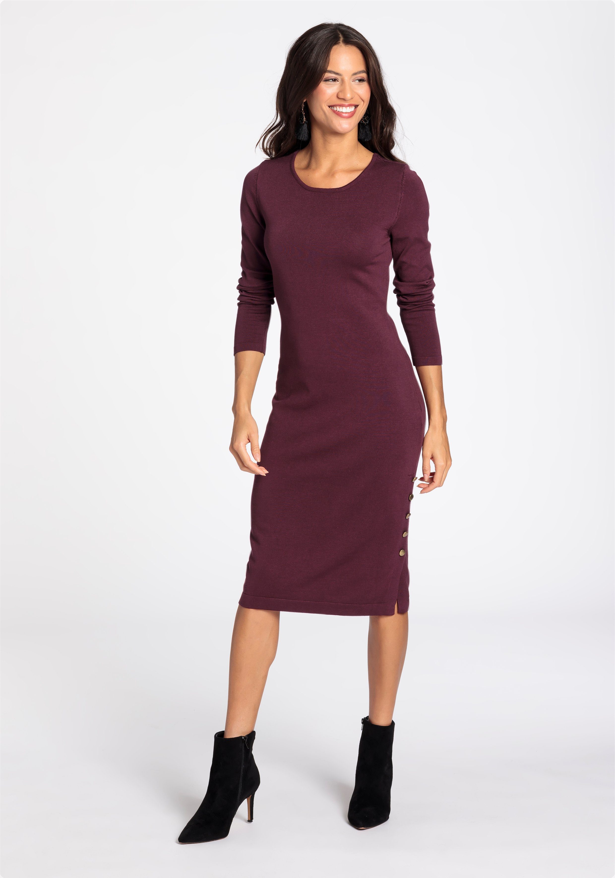 Laura Scott Strickkleid knielang, figurbetont, klassischer günstig online kaufen