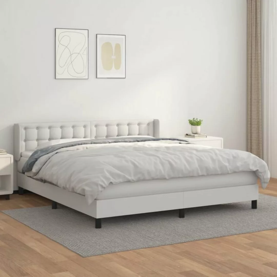 vidaXL Bettgestell Boxspringbett mit Matratze Weiß 180x200 cm Kunstleder Be günstig online kaufen