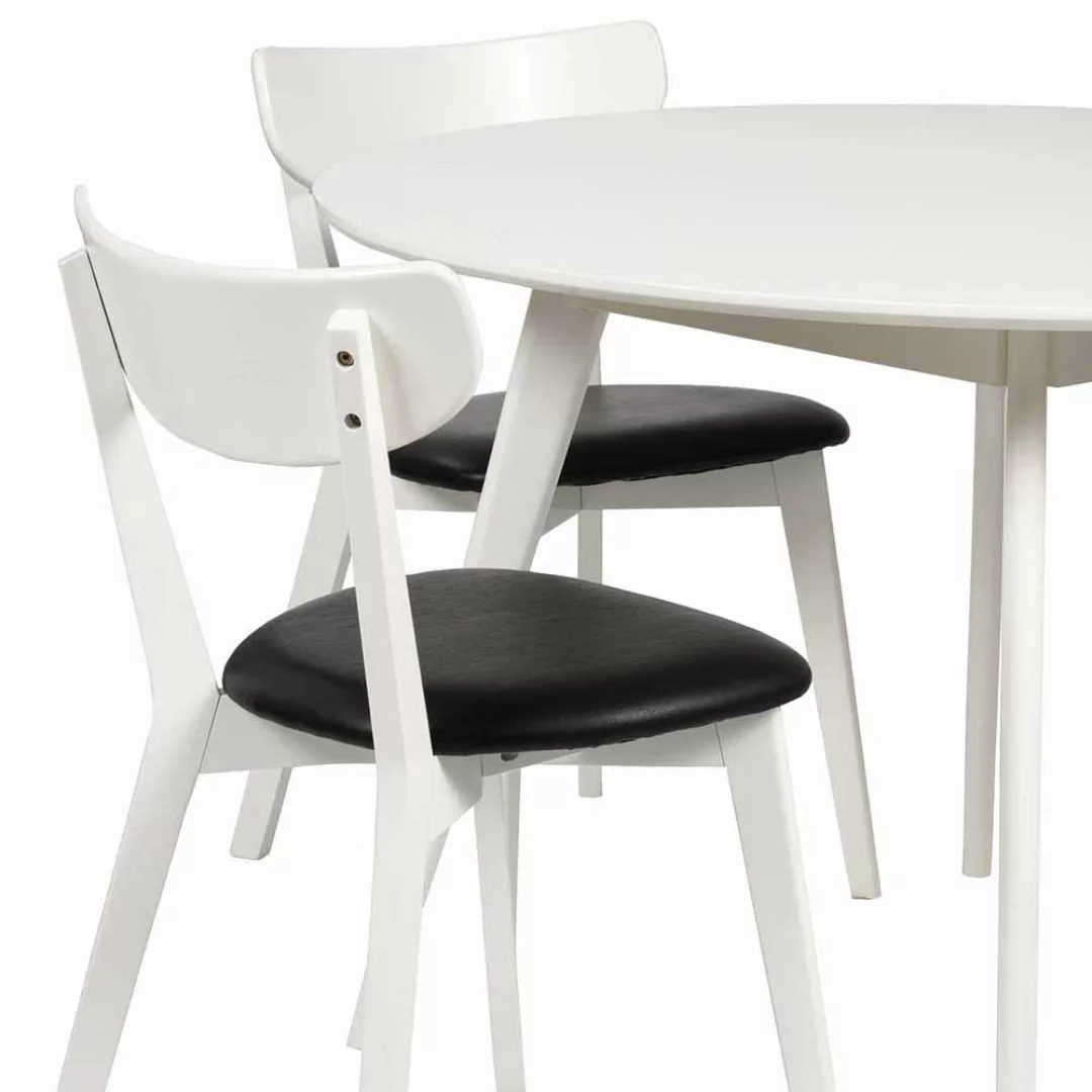 Esstisch mit Stühlen in Schwarz Weiß Eiche (fünfteilig) günstig online kaufen