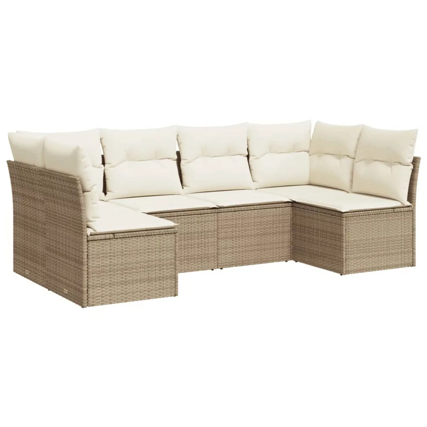 vidaXL 6-tlg Garten-Sofagarnitur mit Kissen Beige Poly Rattan Modell 25 günstig online kaufen