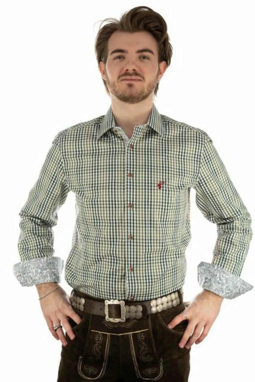 OS-Trachten Trachtenhemd Arkaya Langarmhemd mit Stickerei auf der Brust günstig online kaufen