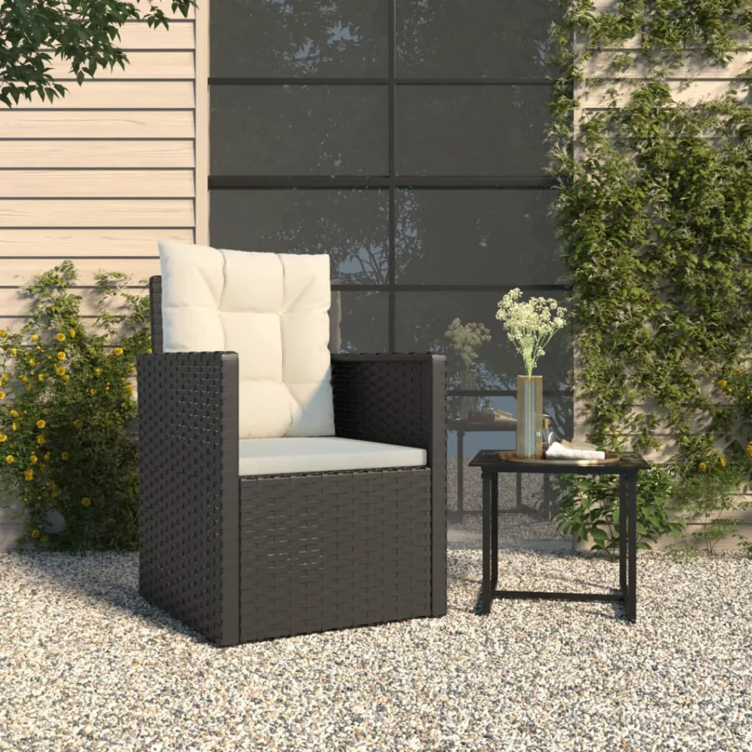 Vidaxl Gartensessel Mit Kissen Schwarz Poly Rattan günstig online kaufen