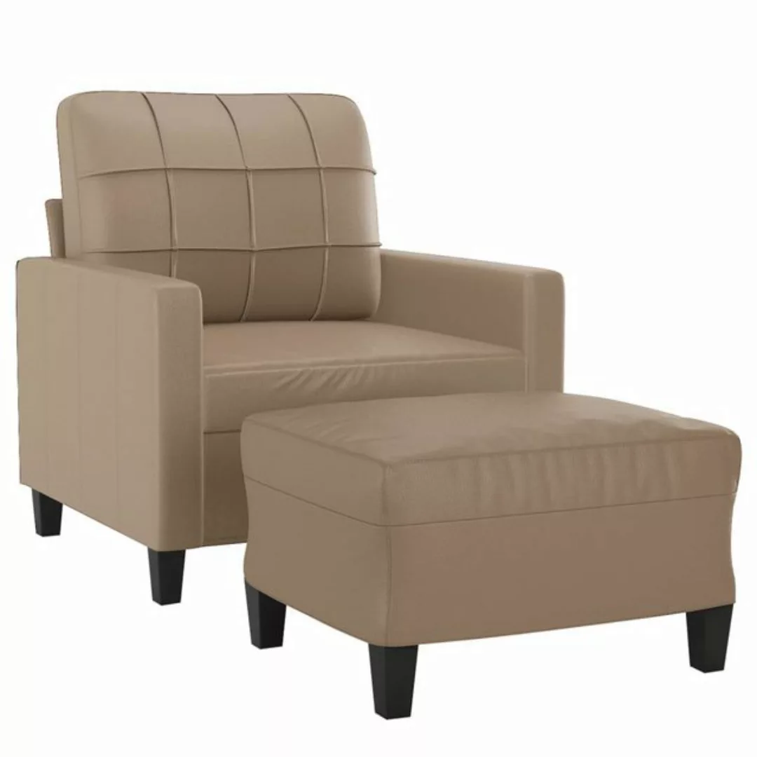 vidaXL Sofa Sessel mit Hocker Cappuccino-Braun 60 cm Kunstleder günstig online kaufen