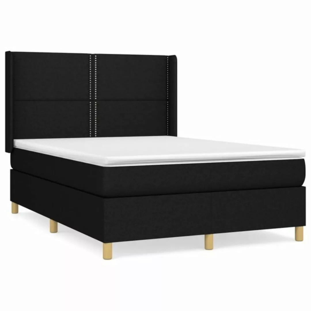 vidaXL Bettgestell Boxspringbett mit Matratze Schwarz 140x200 cm Stoff Bett günstig online kaufen