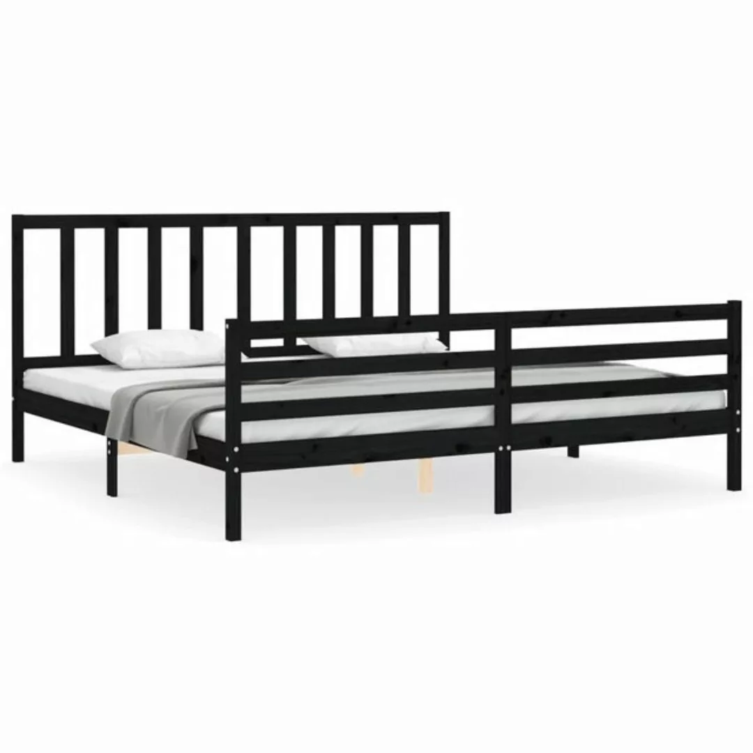 vidaXL Bett Massivholzbett mit Kopfteil Schwarz 200x200 cm günstig online kaufen