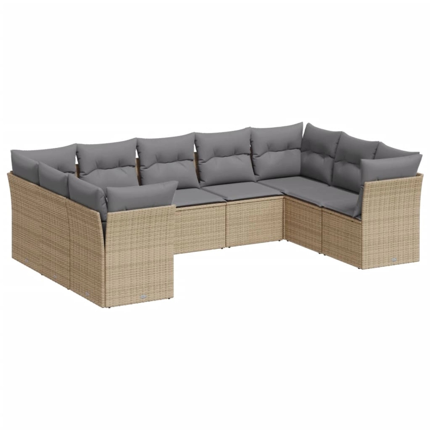 vidaXL 9-tlg Garten-Sofagarnitur mit Kissen Beige Poly Rattan Modell 49 günstig online kaufen