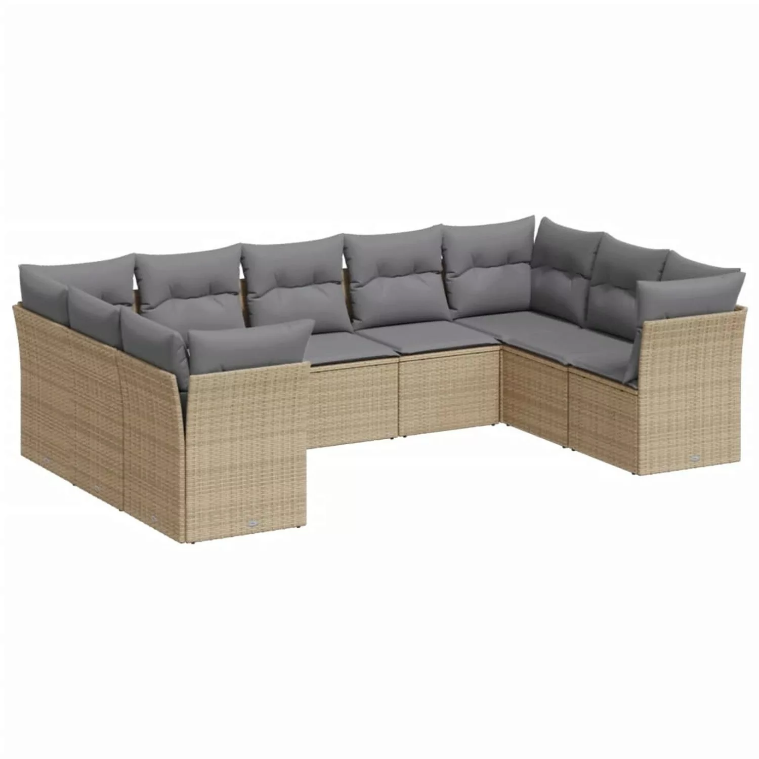 vidaXL 9-tlg Garten-Sofagarnitur mit Kissen Beige Poly Rattan Modell 49 günstig online kaufen