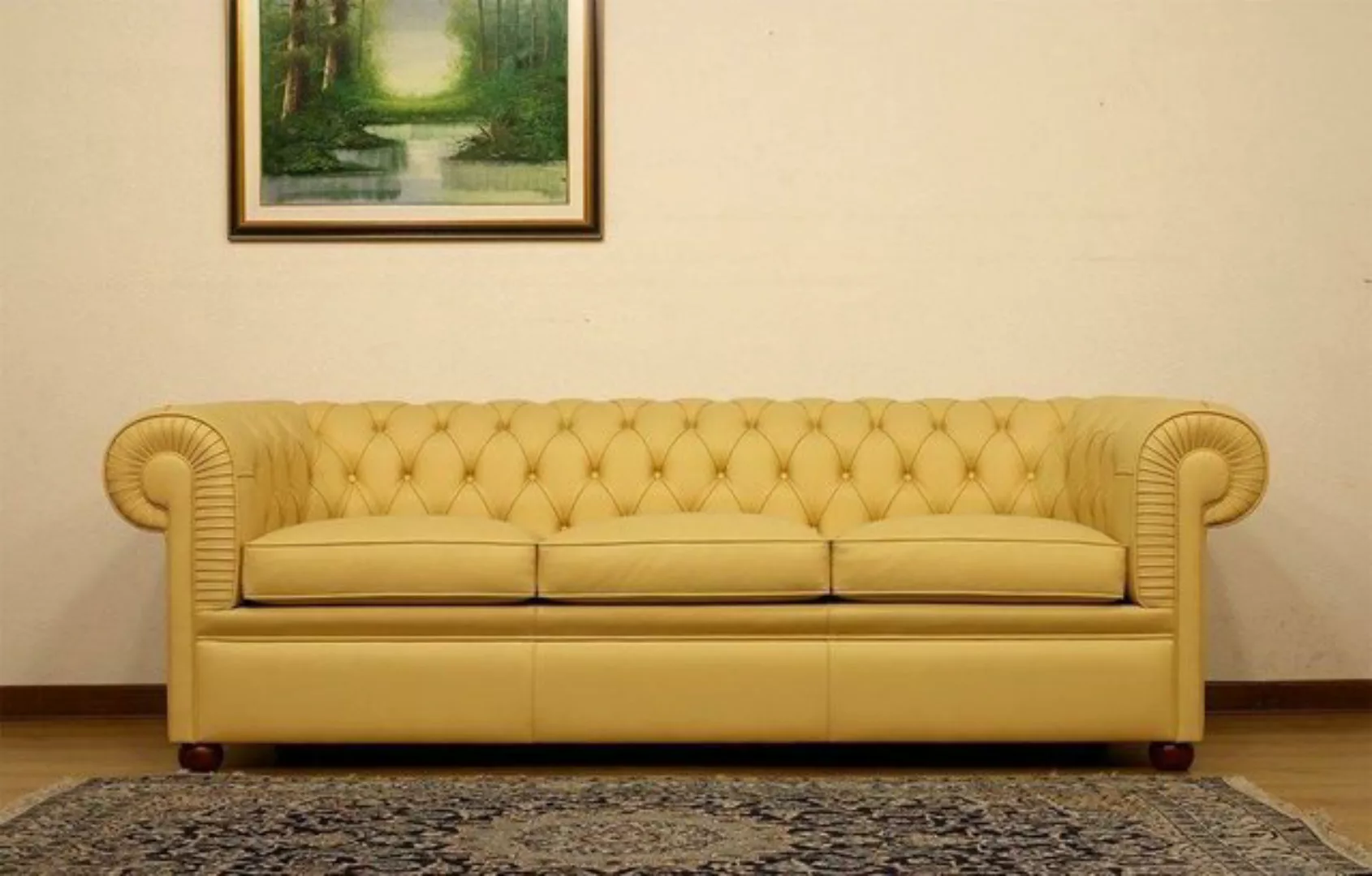 JVmoebel Chesterfield-Sofa, Design Chesterfield Sofa 3-Sitzer Gelb Couch günstig online kaufen