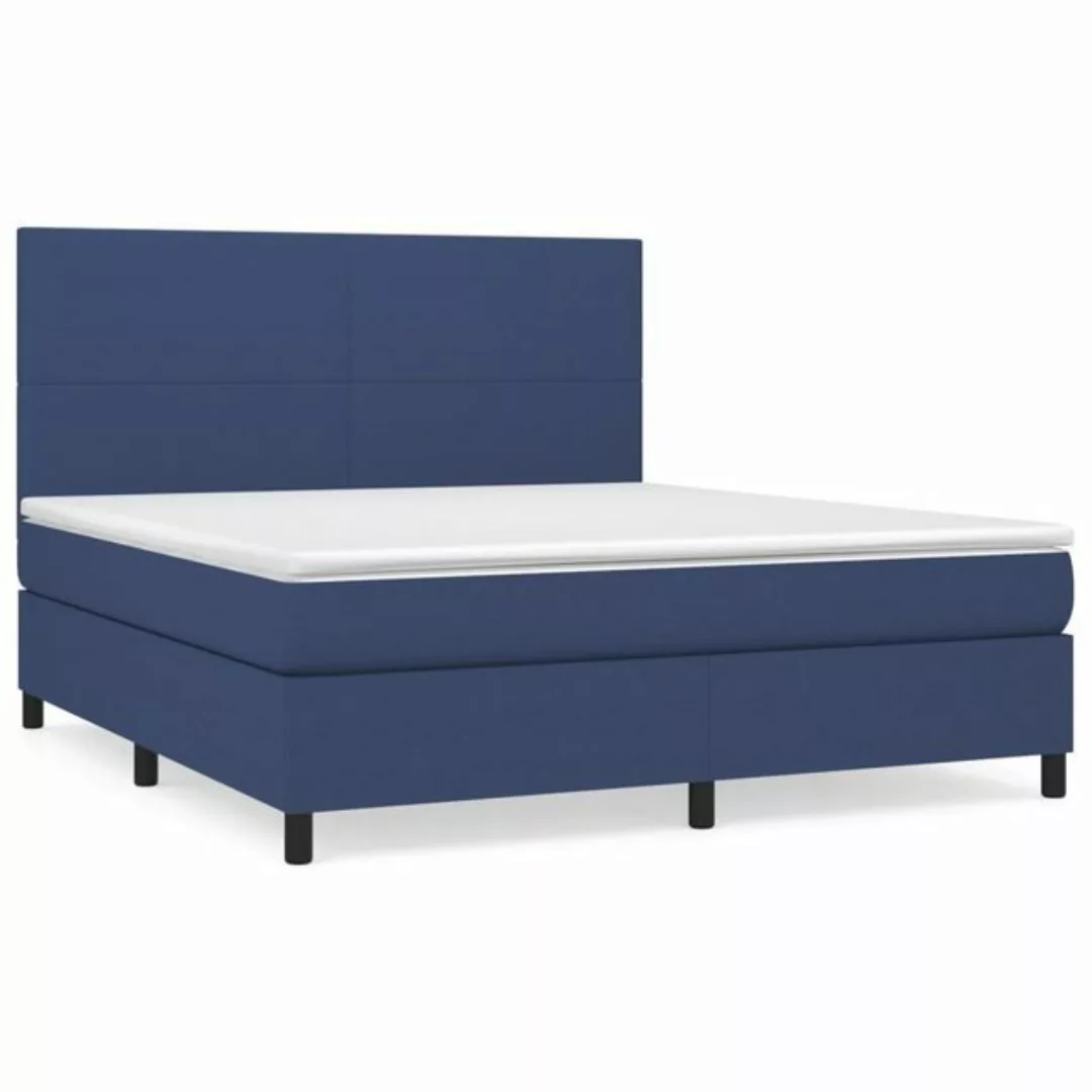 vidaXL Bettgestell Boxspringbett mit Matratze Blau 160x200 cm Stoff Bett Be günstig online kaufen