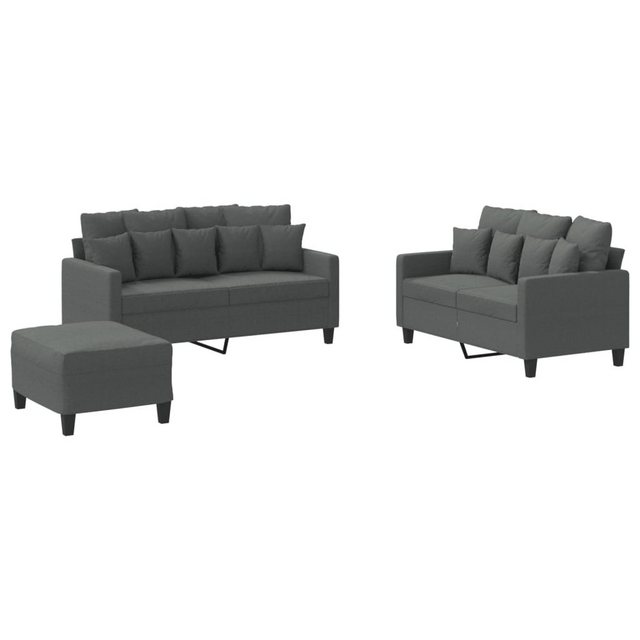 vidaXL Sofa 3-tlg. Sofagarnitur mit Kissen Dunkelgrau Stoff günstig online kaufen