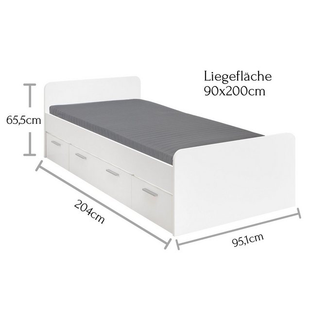 Begabino Bettgestell 95,1 x 65,5 x 204 cm (B/H/T) günstig online kaufen