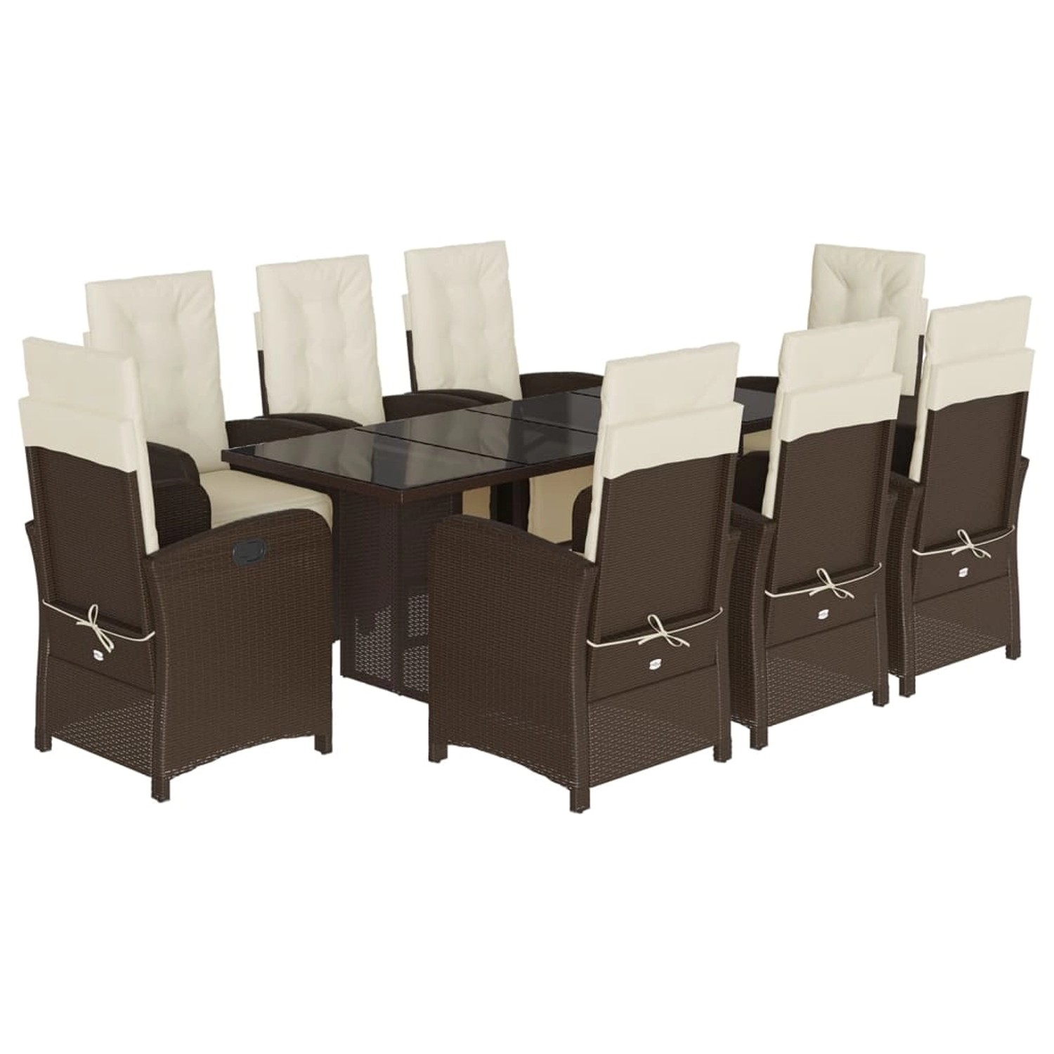 vidaXL 9-Tlg Garten-Essgruppe mit Kissen Braun Poly Rattan 3212491 günstig online kaufen