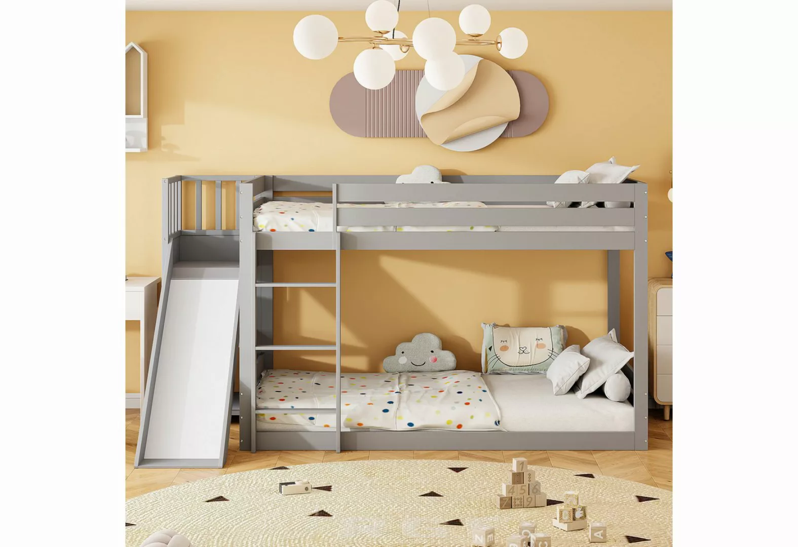 MODFU Etagenbett Kinderbett, Bett aus Kiefernholz 90x200 cm (mit Leiter und günstig online kaufen