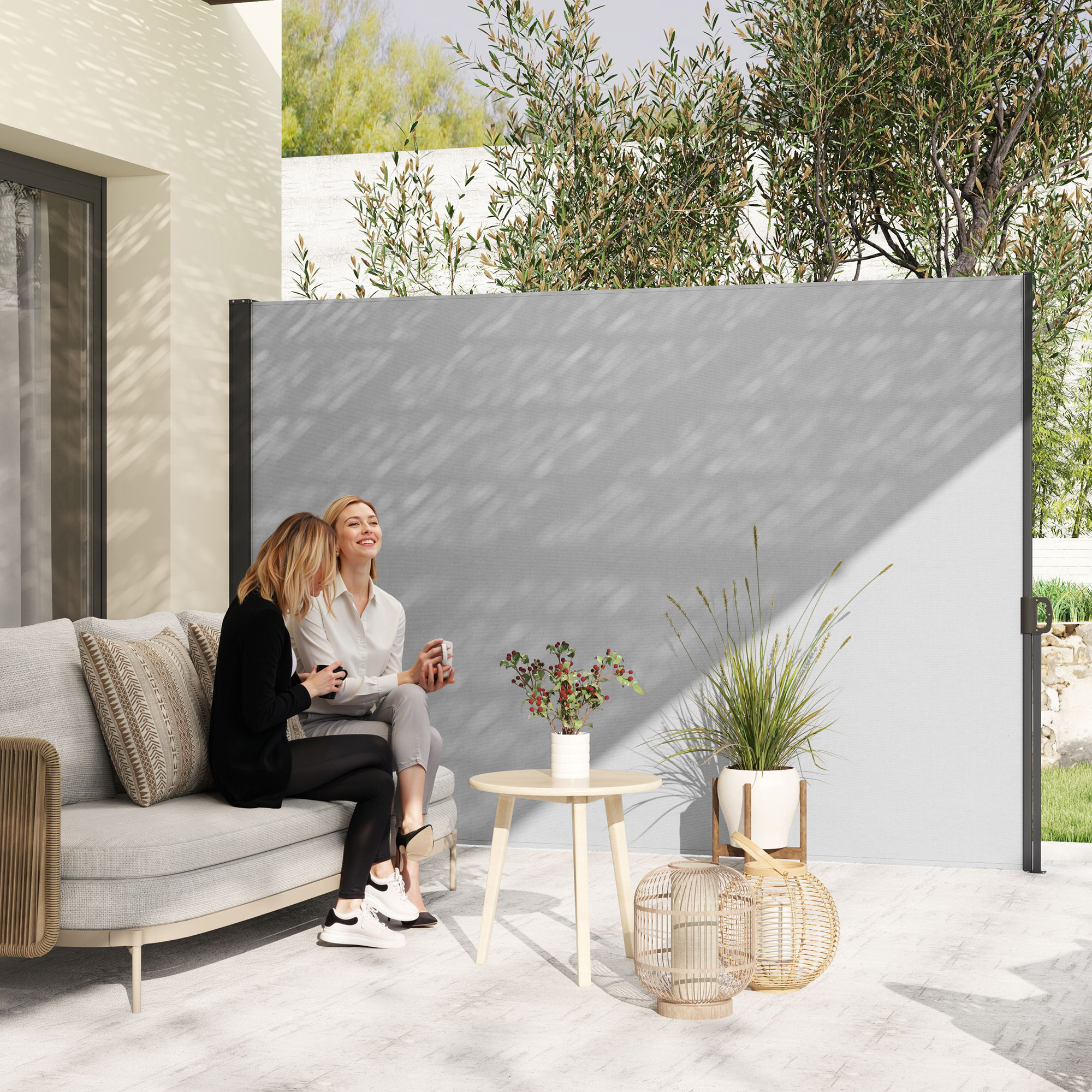 Outsunny Seitlicher ausziehbarer Sichtschutz Windschutz Gartenzaun dim. 3L günstig online kaufen