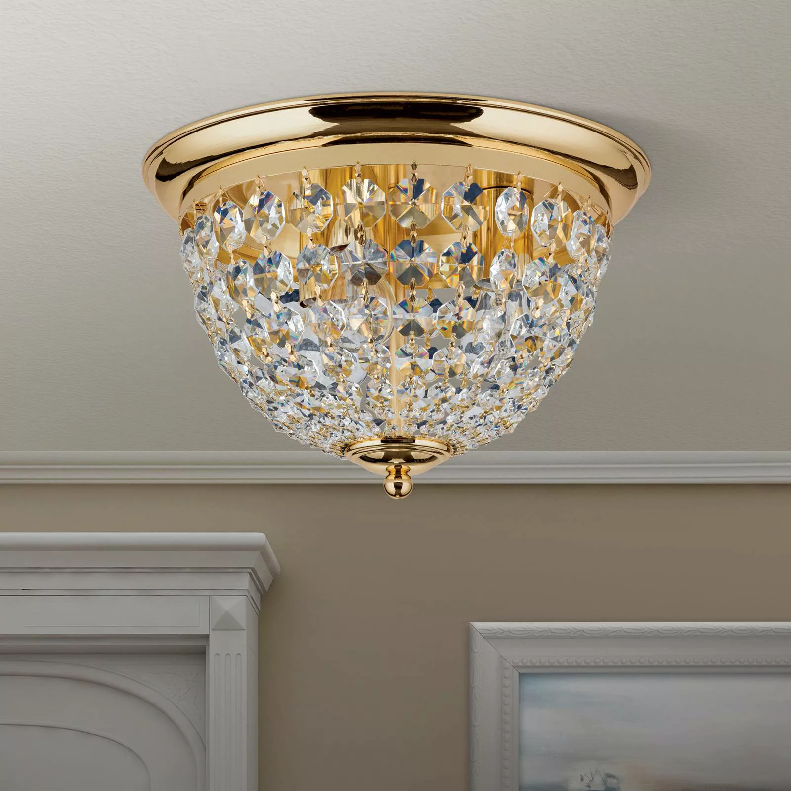 Deckenleuchte Plafond, gold/transparent, Ø 35 cm günstig online kaufen