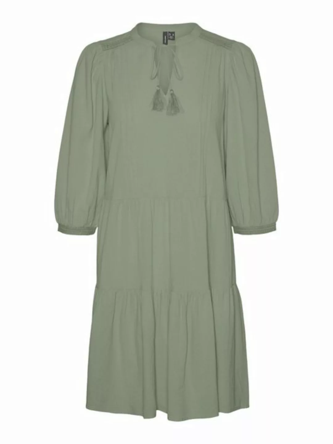 Vero Moda Shirtkleid Kurzes Crepe Kleid mit Kordel Midi Dress 3/4 Ärmel (ku günstig online kaufen