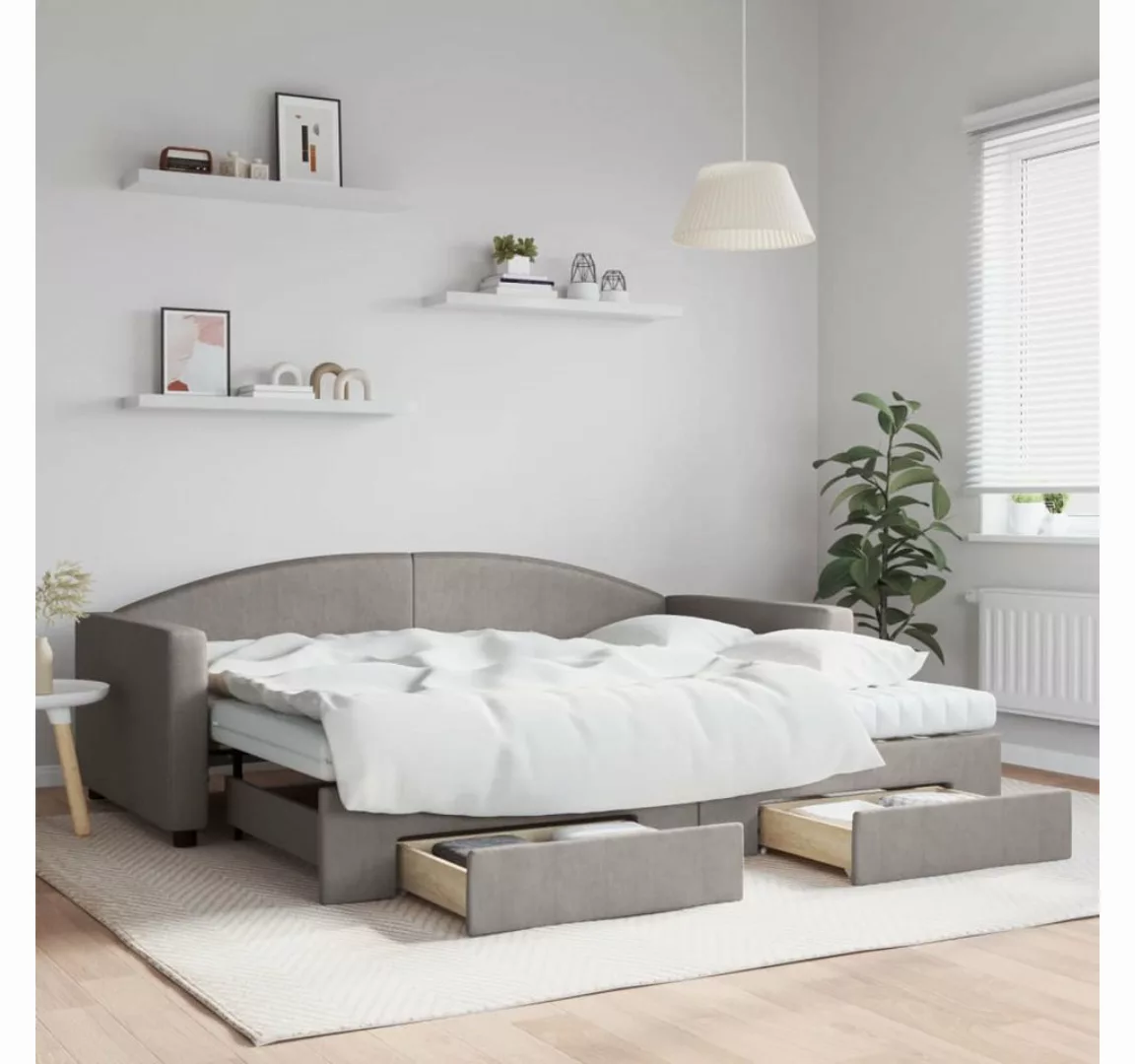 vidaXL Gästebett Gästebett Tagesbett Ausziehbar mit Schubladen Taupe 90x200 günstig online kaufen