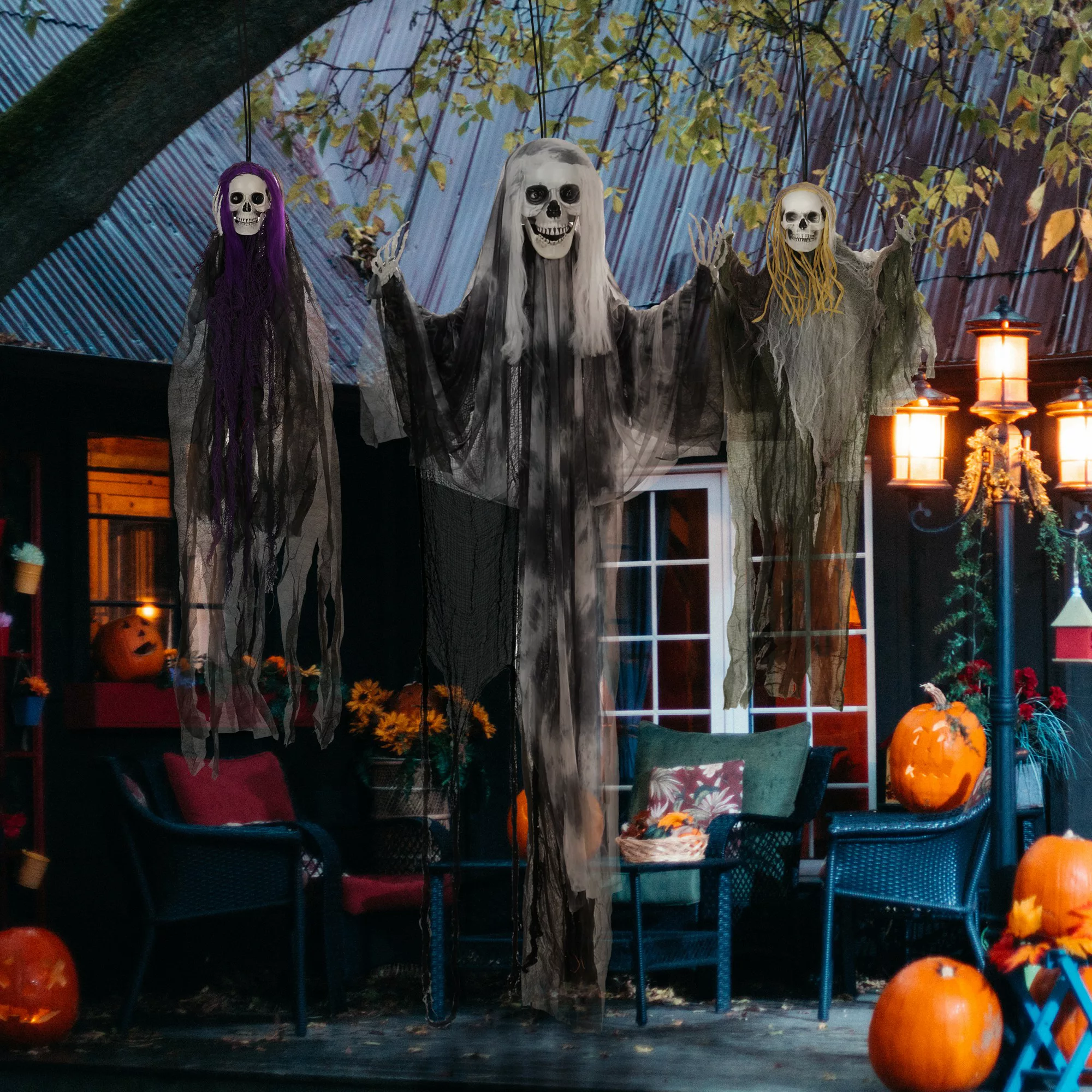 HOMCOM 3er-Set Halloween Dekoration 200cm Hängendes Skelett mit verstellbar günstig online kaufen