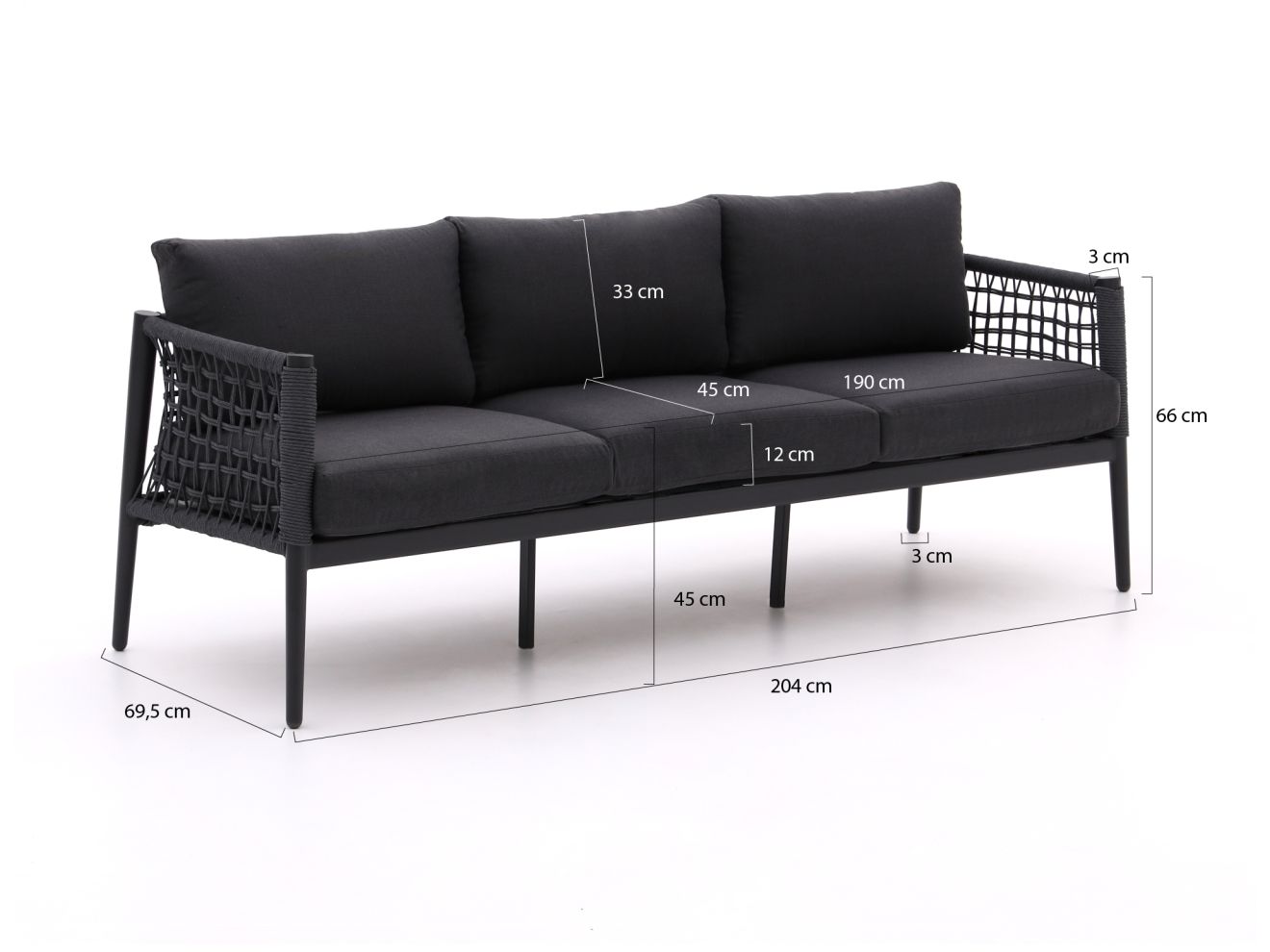 Manifesto Salera Gartensofa 3-Sitzer 204 cm günstig online kaufen