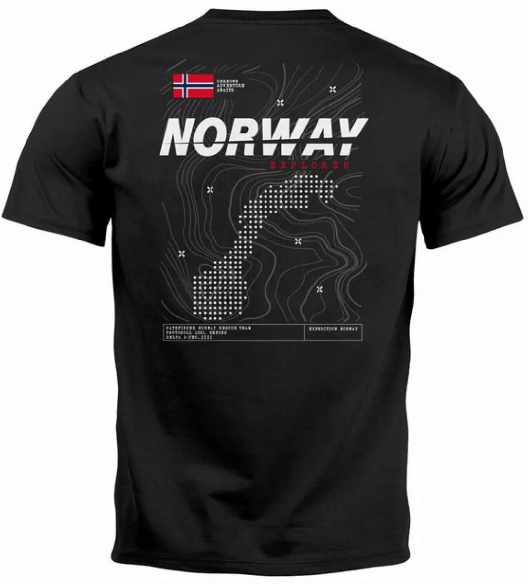 Neverless Print-Shirt Herren T-Shirt Backprint Norwegen Flagge Schriftzug N günstig online kaufen