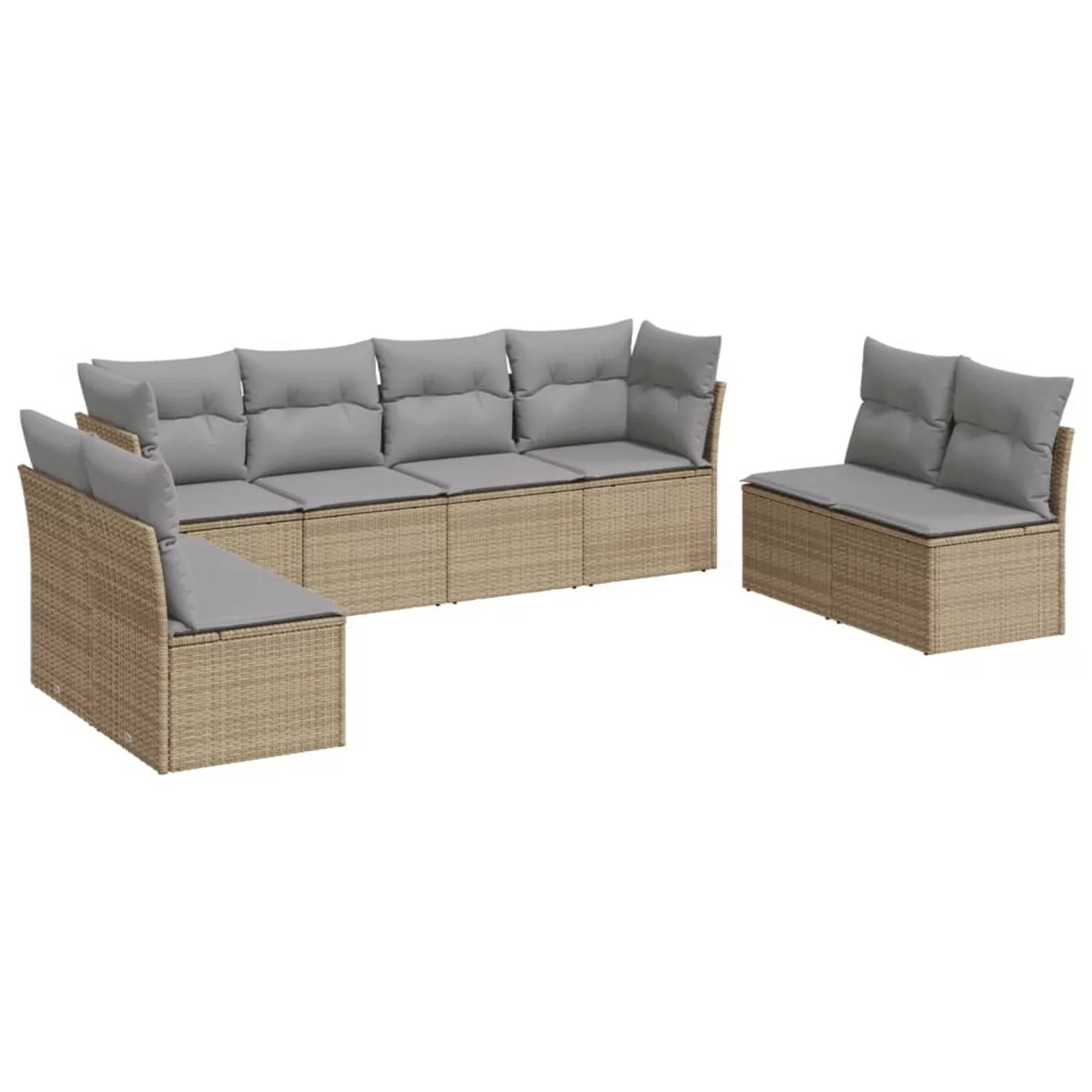 vidaXL 8-tlg Garten-Sofagarnitur mit Kissen Beige Poly Rattan Modell 56 günstig online kaufen