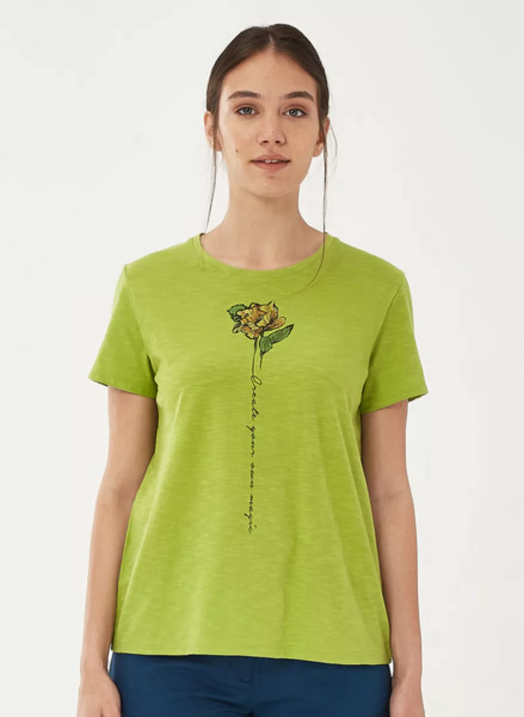 T-shirt Aus Bio-baumwolle Mit Blume-print günstig online kaufen