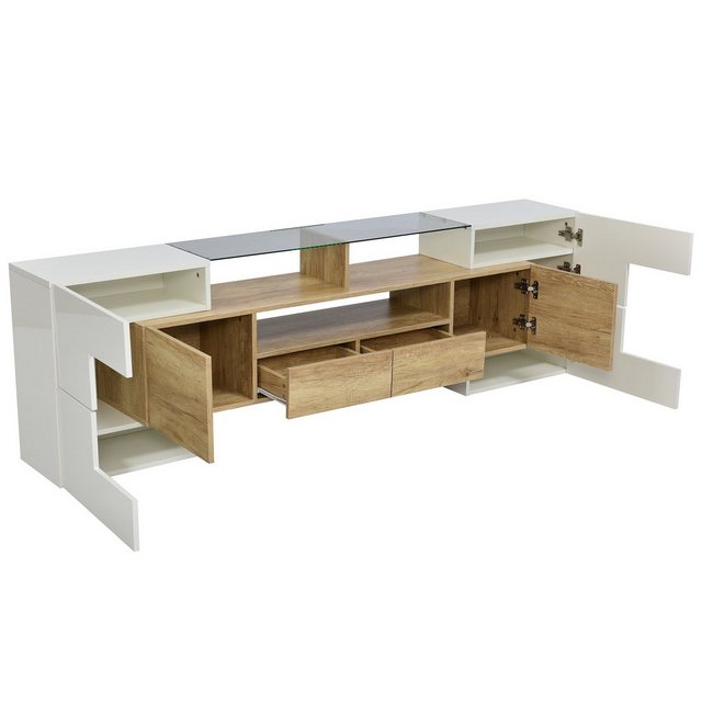 SIKAINI TV-Schrank (Lowboard.hochglänzendes Weiß, 200 cm, LED-Beleuchtung, günstig online kaufen