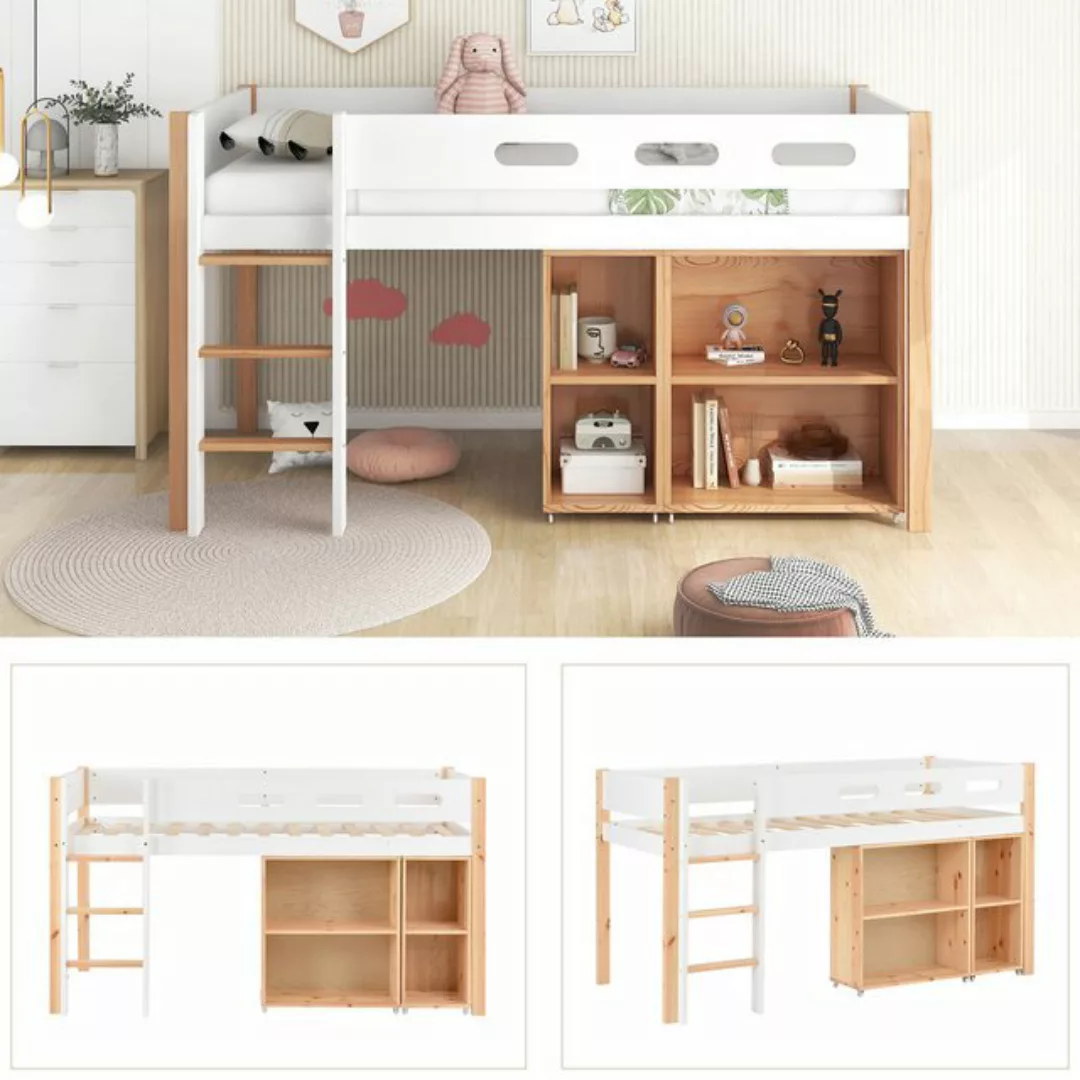 MODFU Hochbett Kinderbett, mit Kleiderschrank, Schreibtisch und Schubladen günstig online kaufen