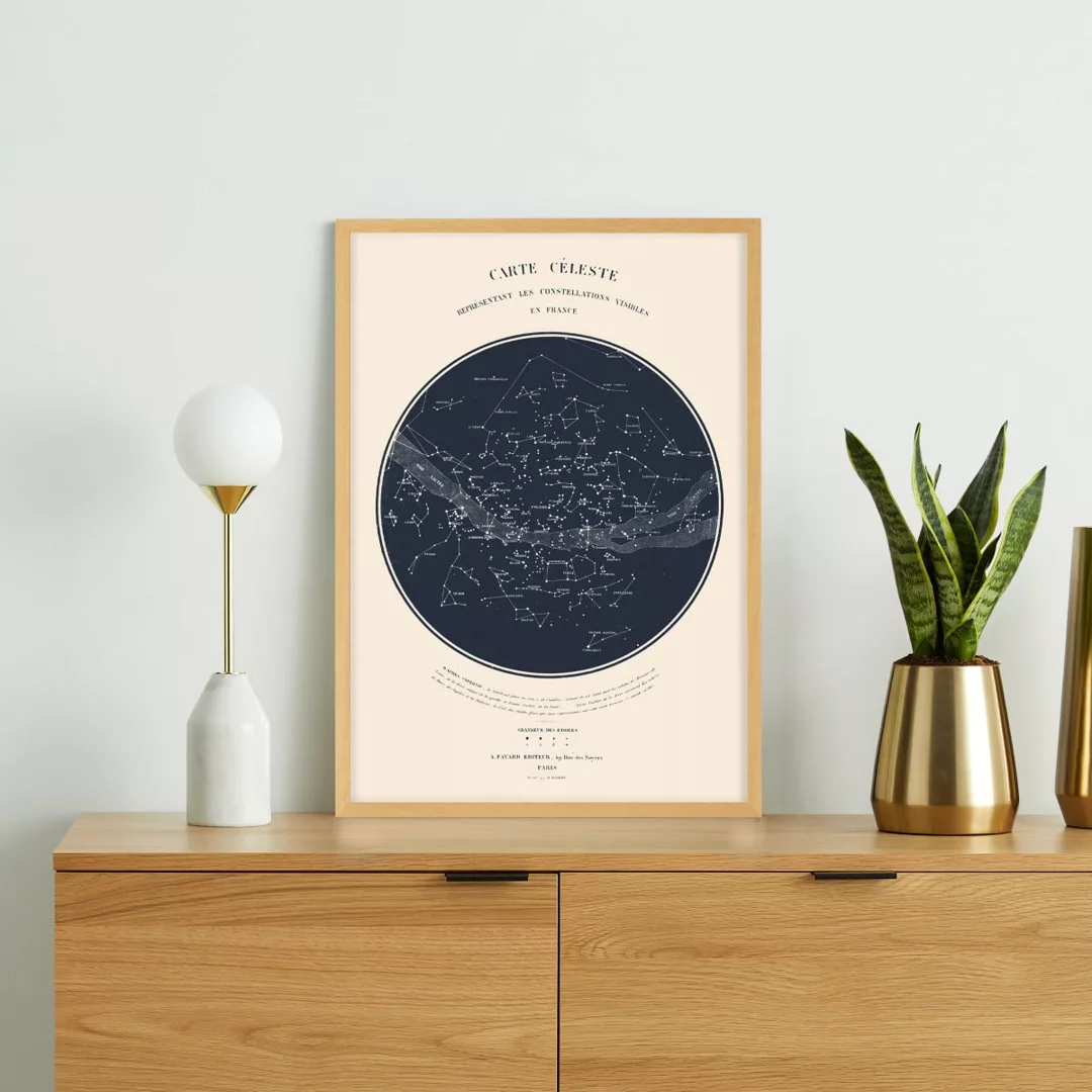Aster 'Celestial Carte du Ciel Constellation' gerahmter Kunstdruck (A1) - M günstig online kaufen