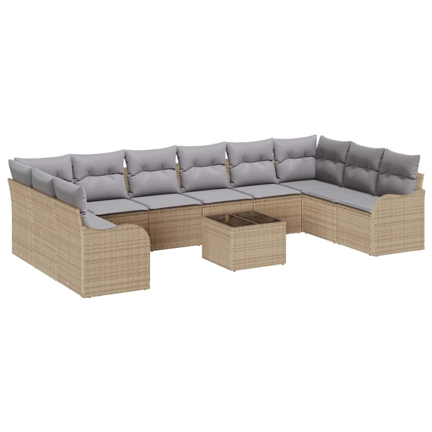 vidaXL Garten-Sofa-Set mit Kissen 11-Tlg Beige Poly Rattan 3345890 günstig online kaufen