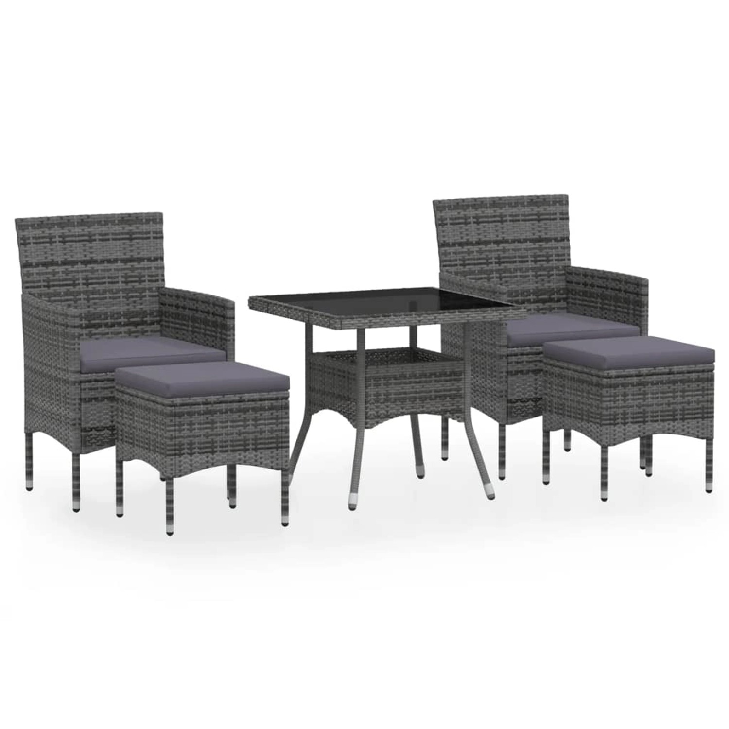 vidaXL 5-tlg Garten-Essgruppe Poly Rattan und Hartglas Grau Modell 1 günstig online kaufen