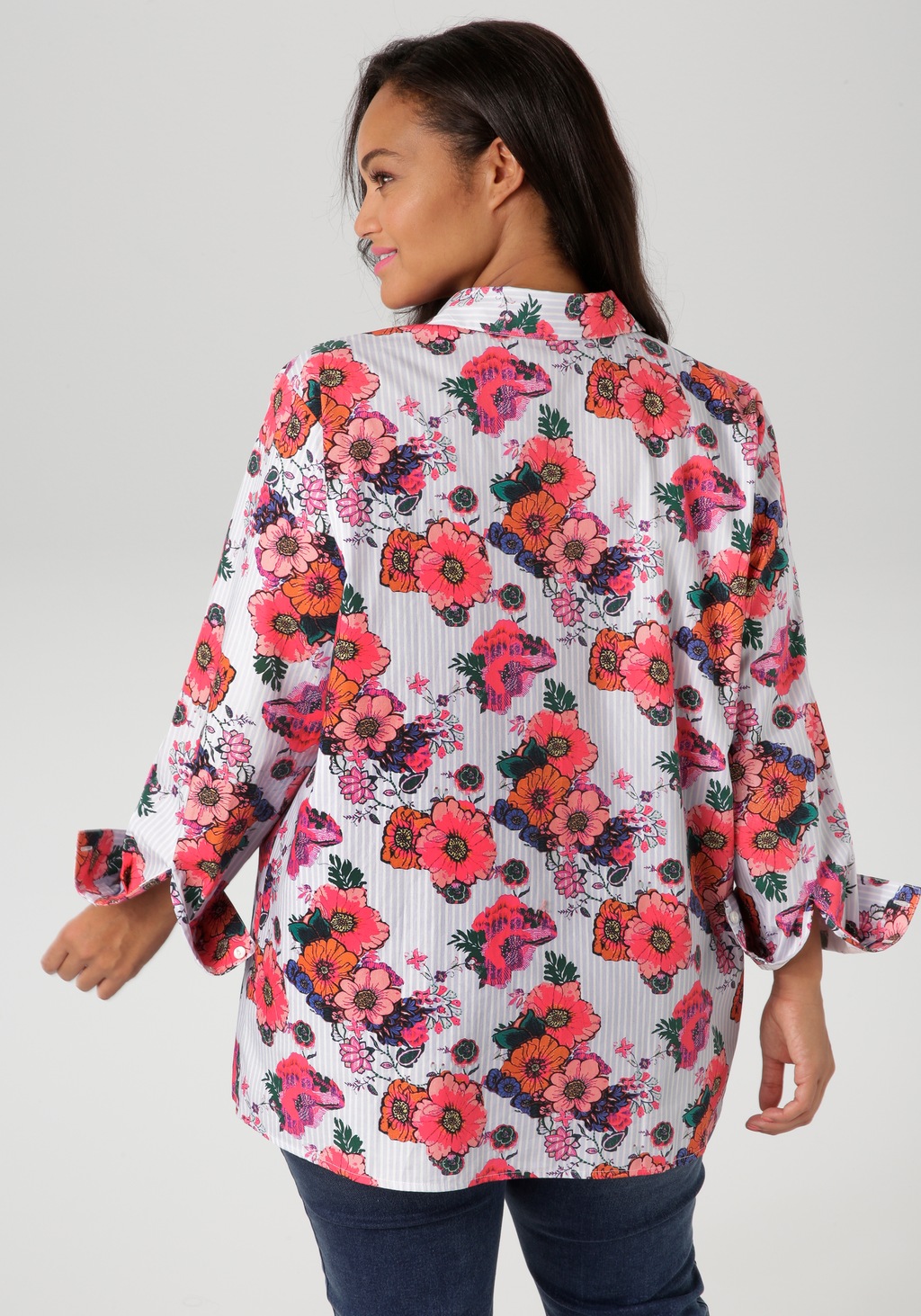 Aniston PLUS Hemdbluse, mit trendigem Blumendruck günstig online kaufen