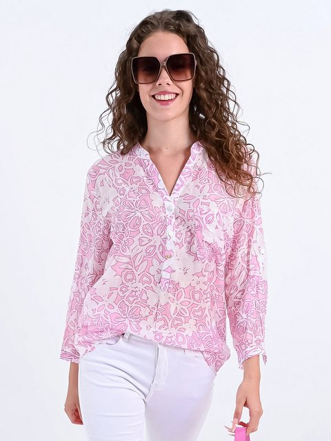 MODAFEIN Schlupfbluse Shirtbluse Flowers Rosa günstig online kaufen