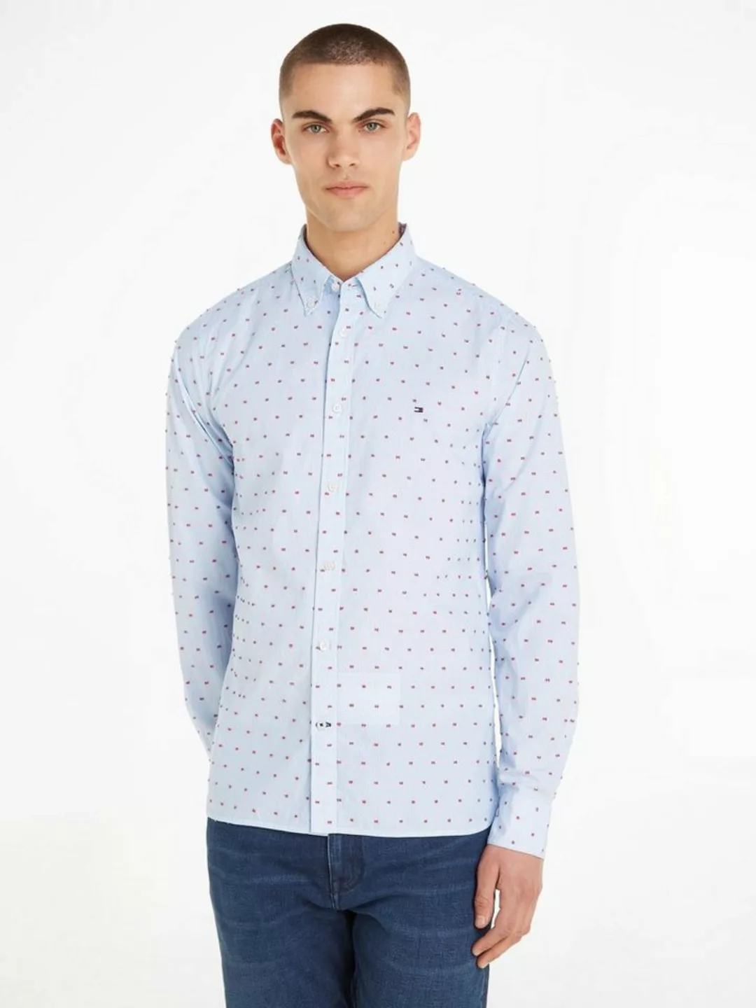 Tommy Hilfiger Langarmhemd FIL COUPE SF SHIRT mit durchgehender Knopfleiste günstig online kaufen