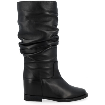 Via Roma 15  Damenstiefel Stiefel gekräuseltes Leder schwarz günstig online kaufen