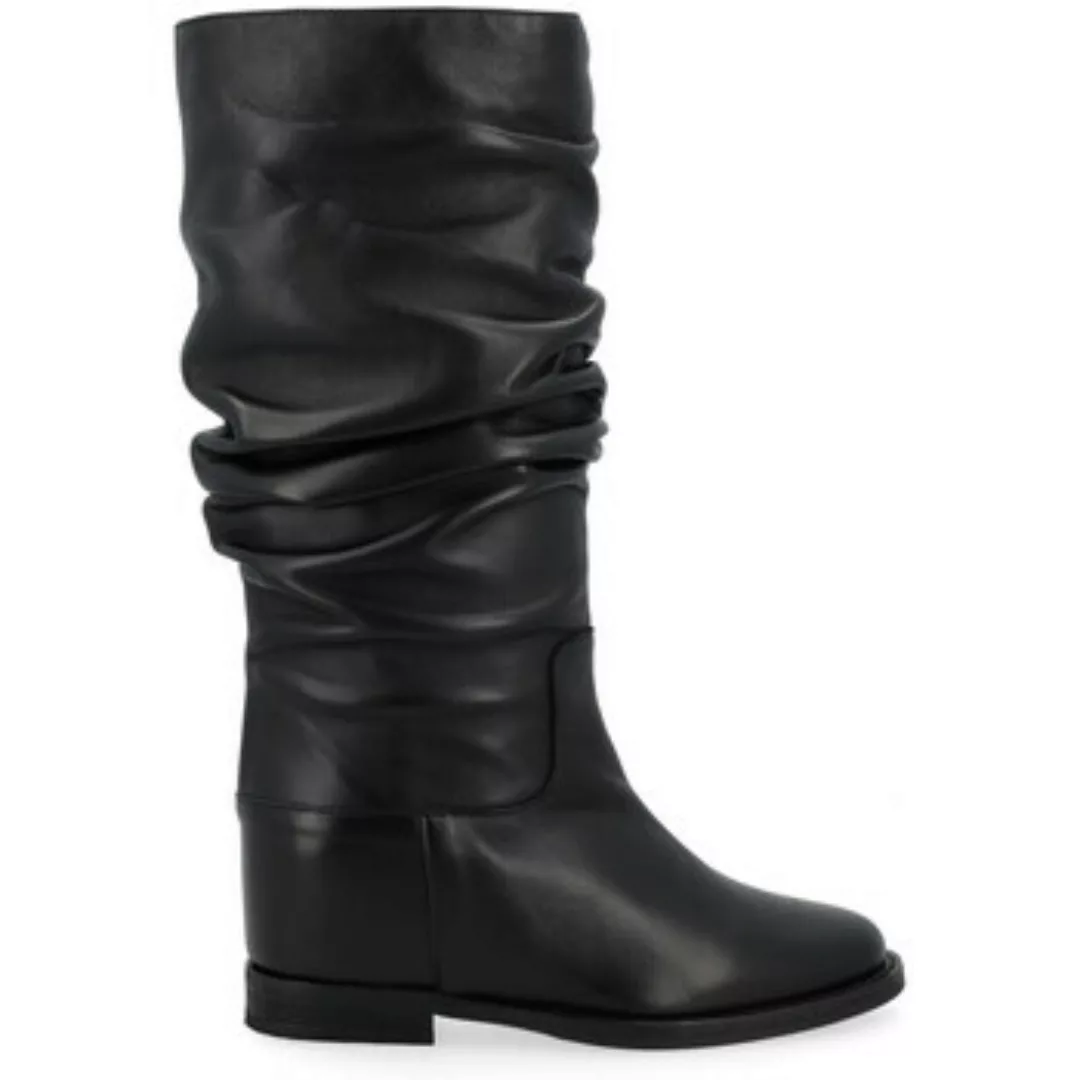 Via Roma 15  Damenstiefel Stiefel gekräuseltes Leder schwarz günstig online kaufen