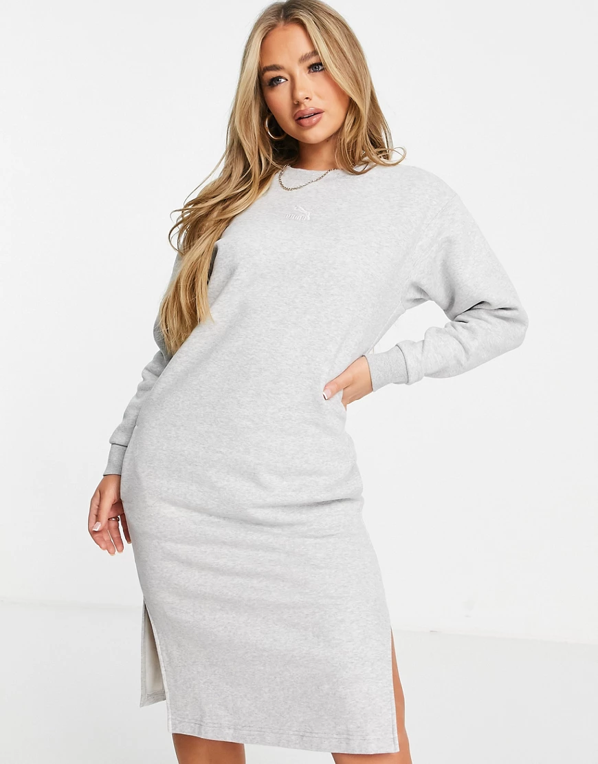 Puma – Kleid in Grau mit Rundhalsausschnitt günstig online kaufen