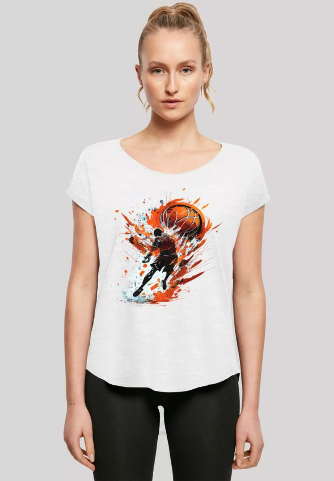 F4NT4STIC T-Shirt Basketball Splash Orange Sport LONG Print günstig online kaufen
