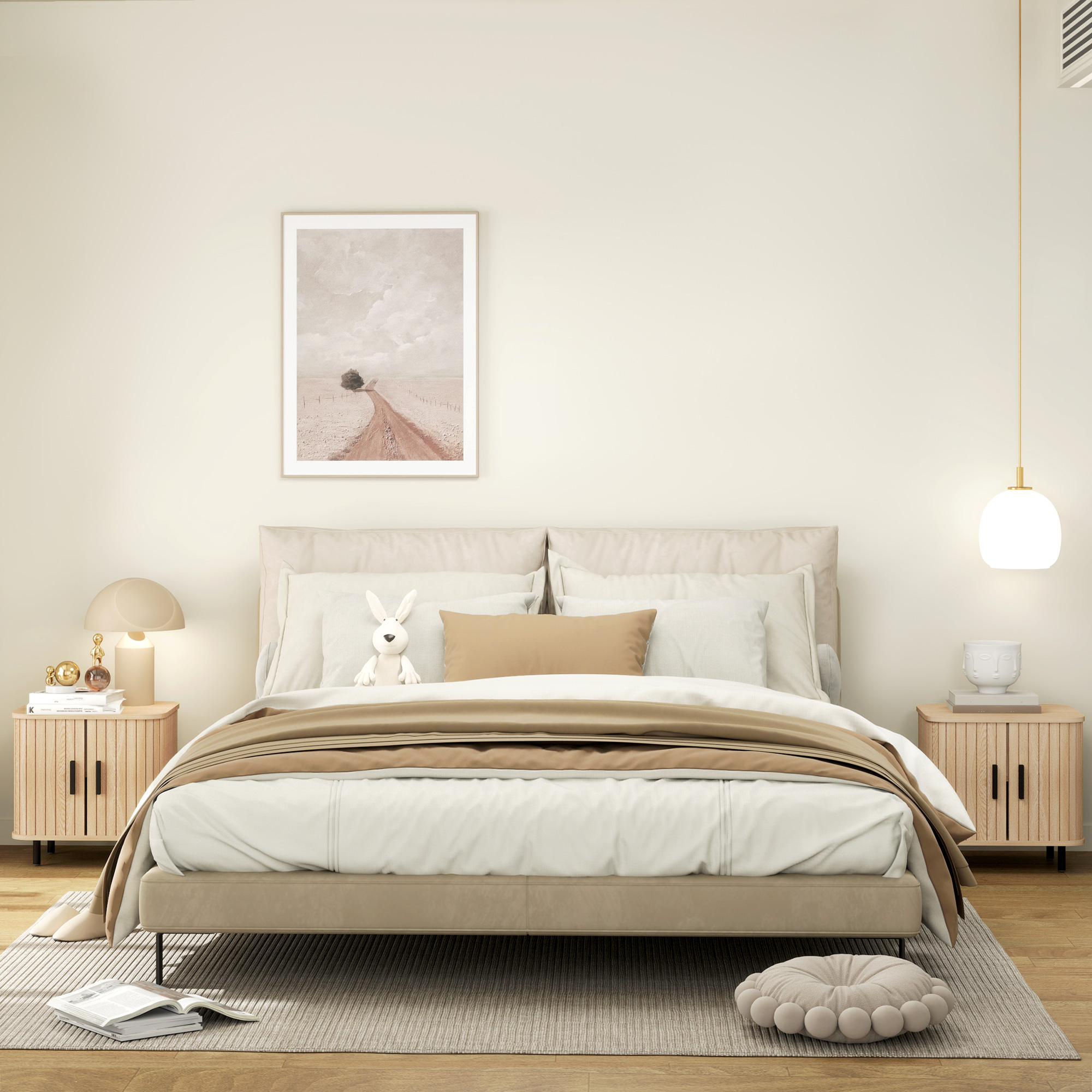 HOMCOM Set 2 Nachttische im skandinavischen Stil mit 2-stufigem Regal und R günstig online kaufen
