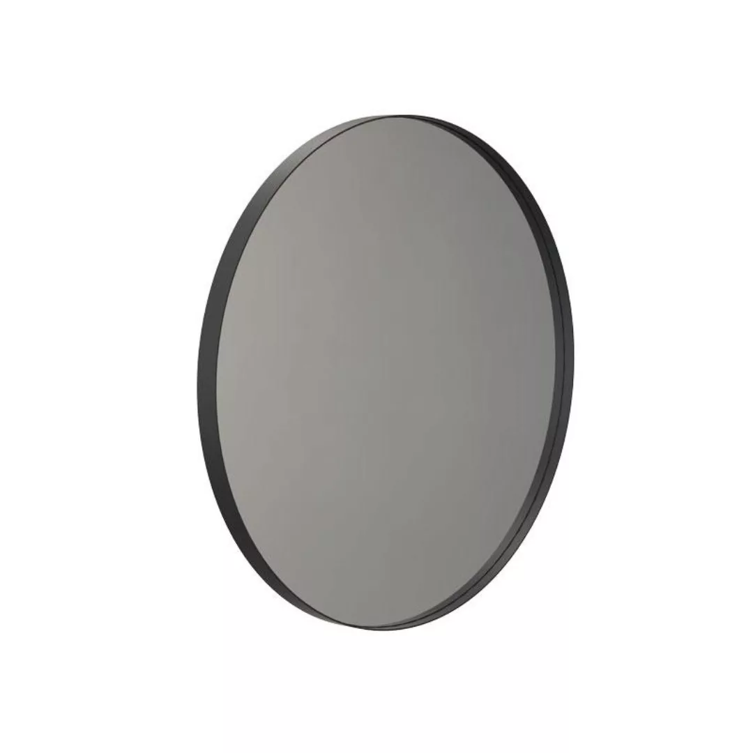 FROST - Unu 4130 Spiegel Ø60cm Aluminium - schwarz/mit schmalem Regalrahmen günstig online kaufen