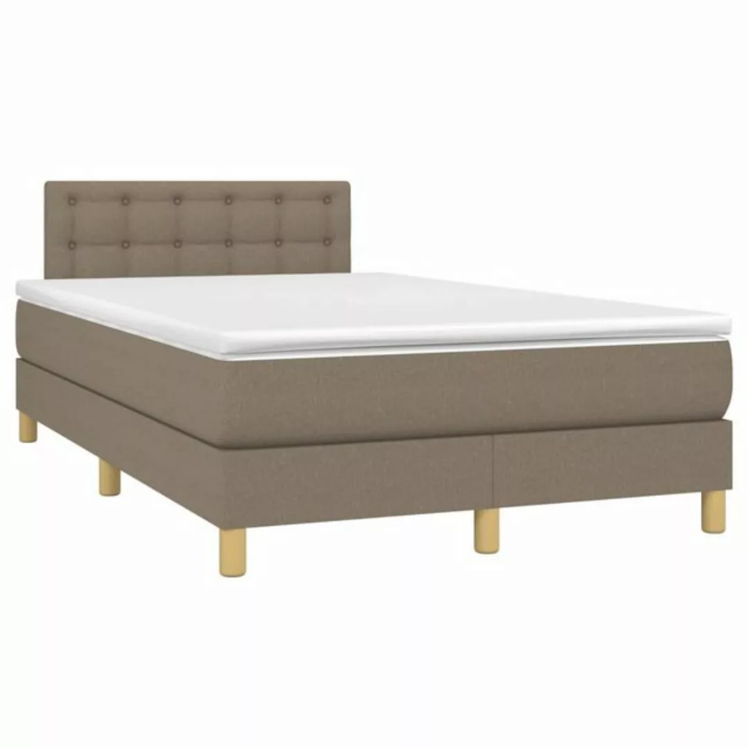 vidaXL Bett Boxspringbett mit Matratze & LED Taupe 120x190 cm Stoff günstig online kaufen