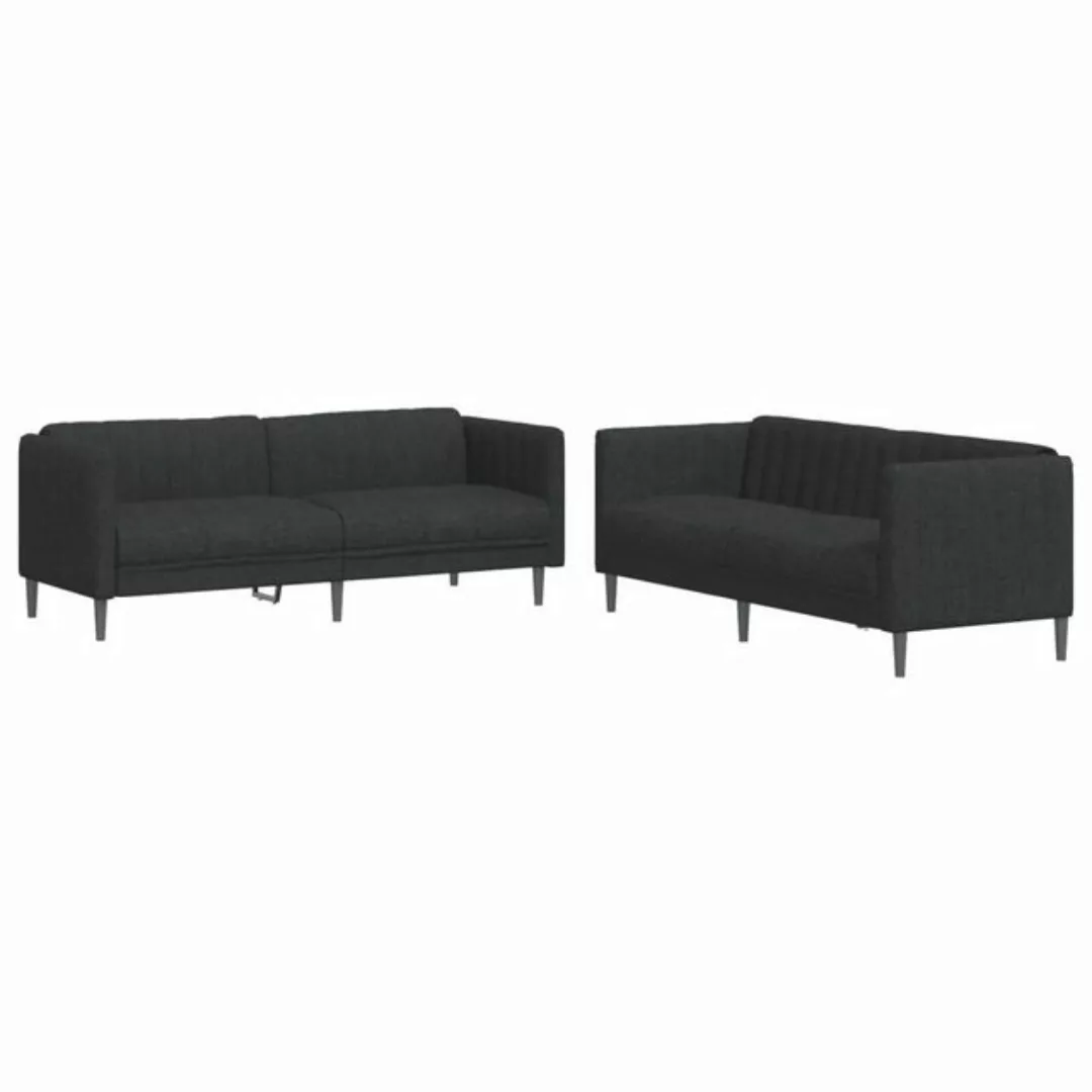 vidaXL Sofa, 2-tlg. Sofagarnitur Schwarz Stoff günstig online kaufen