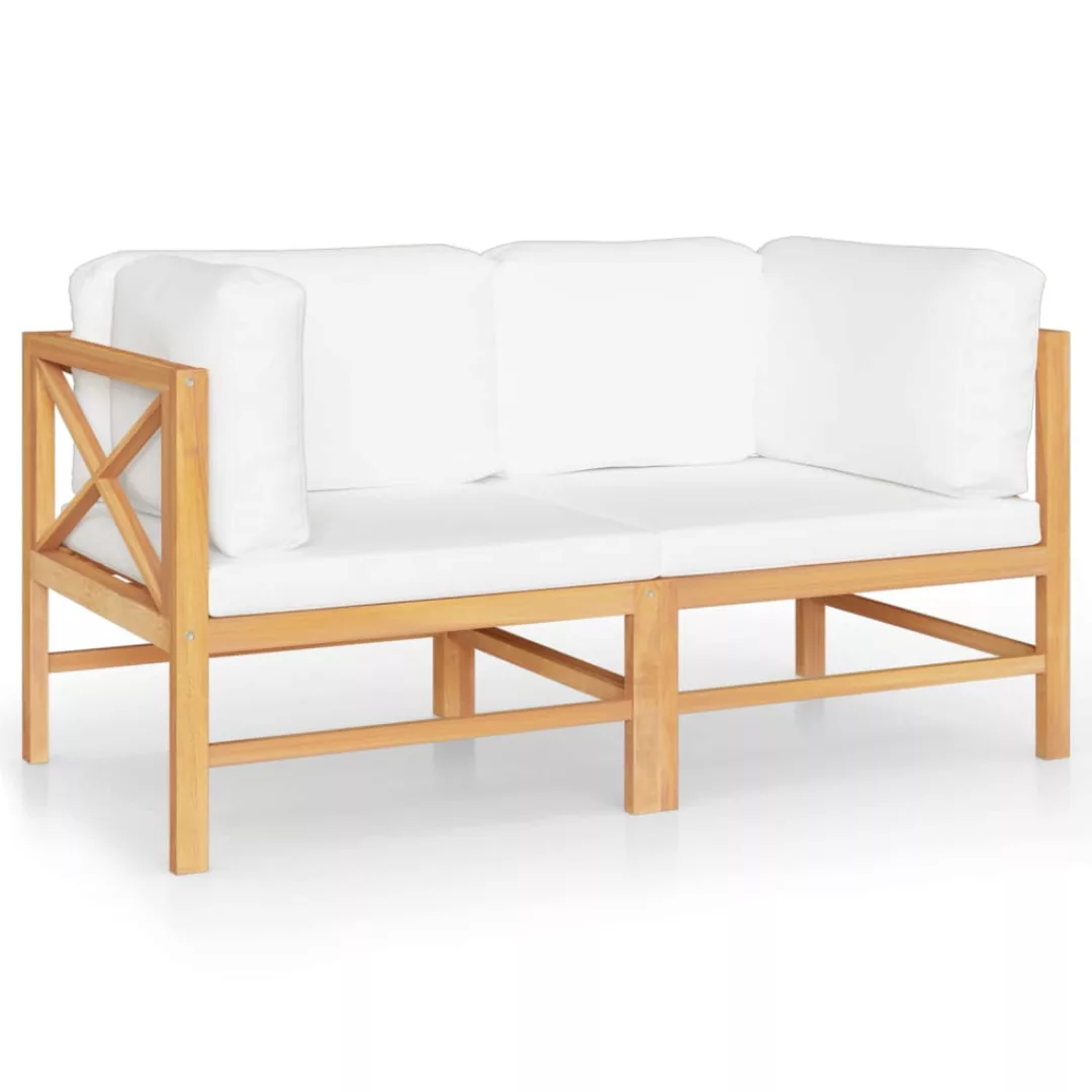 2-sitzer-gartensofa Mit Creme Kissen Massivholz Teak günstig online kaufen